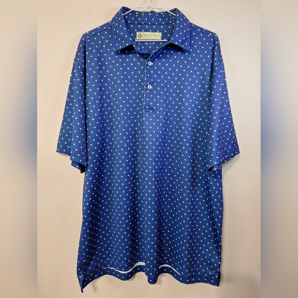 Donald Ross L shortsleeve Blue Thistle Polo Performance UPF 50 Golf Shirt